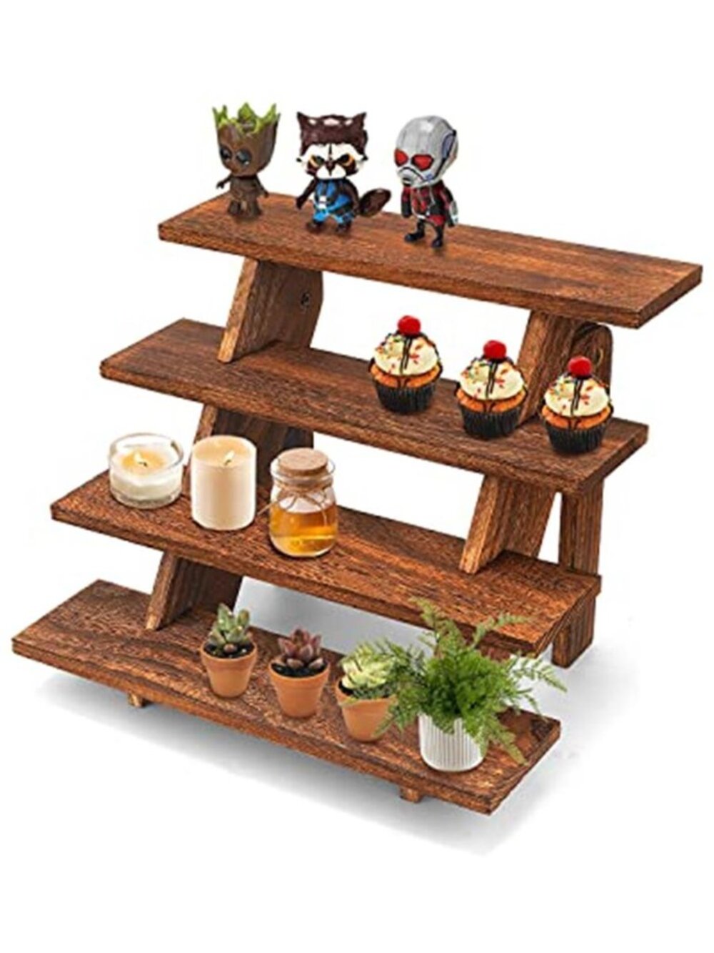 Wooden Display Stand Wood Cupcake Stands Tool Free, Rustic Risers for Display